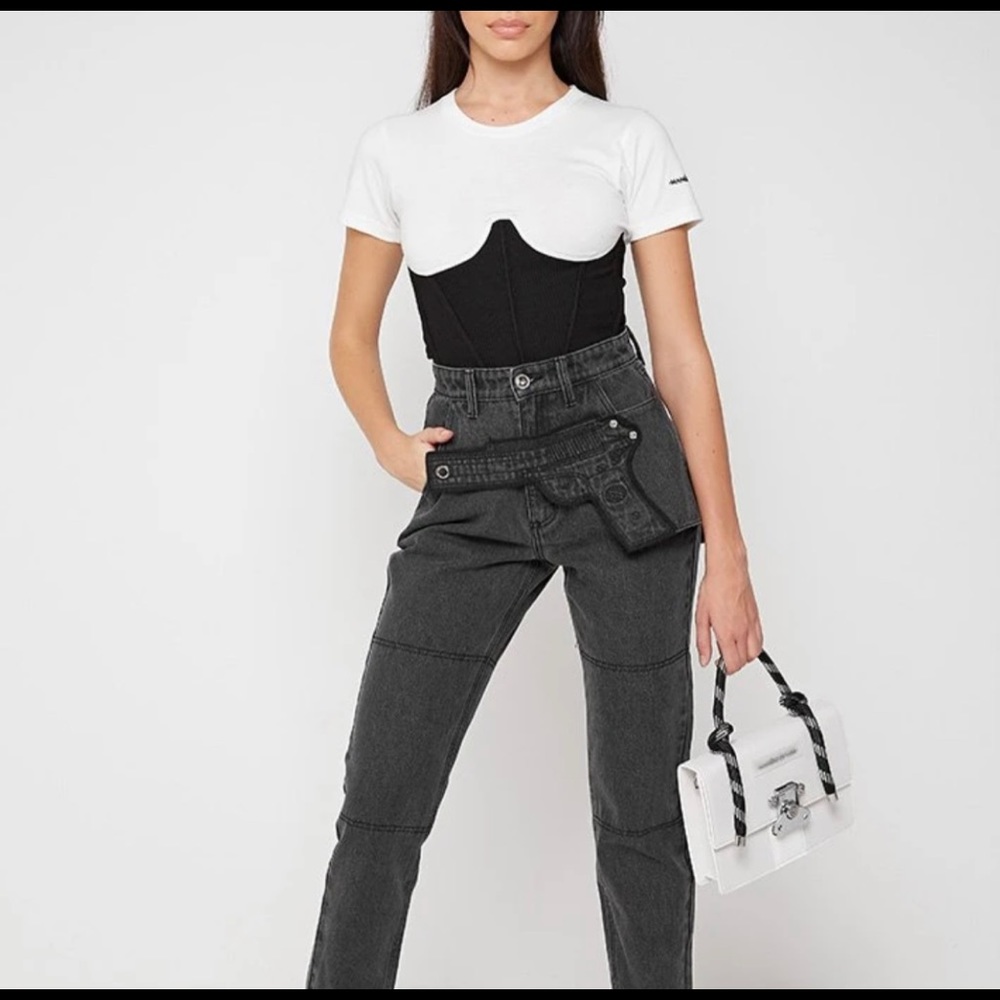 Washed black straight jeans